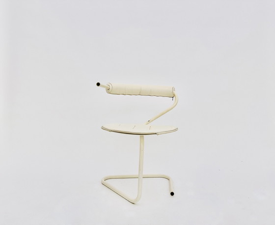 4 x B5 Cantilever Chairs by Stefan Wewerka for Tecta, Germany, 1982, Side chairs, Metal, Leather, White (photo 5 of 5)