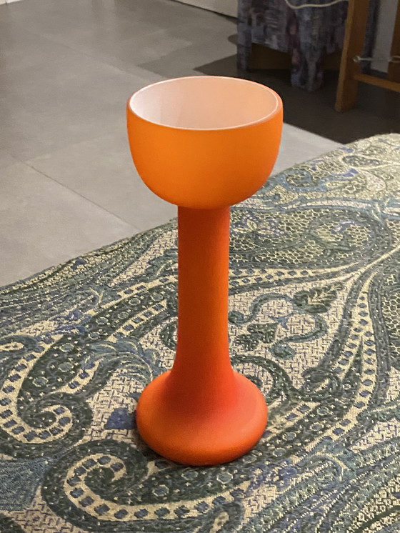 Image 1 of Vase Carlo Moretti en satin orange et blanc 24,5 cm