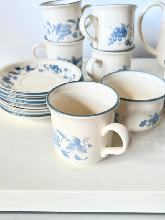 Image 1 of Servizio da caffè d'epoca Staffordshire Potteries - uva blu - anni '70