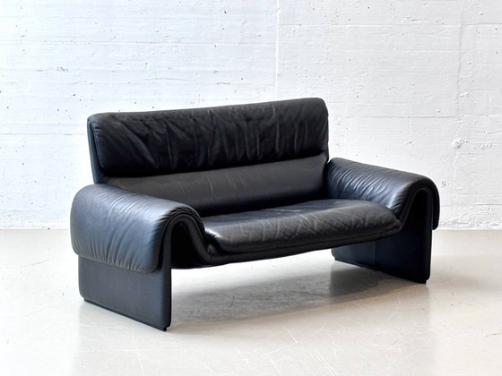 Zwarte leren bank De Sede DS-2011, jaren 80 – 2 zitsbanken, Leather (photo 6 of 16)