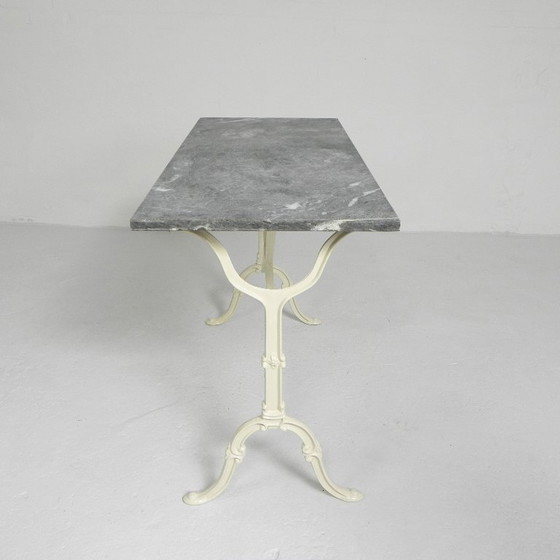 Image 1 of Mesa de jardín, mesa bistro con tapa de mármol, años 50