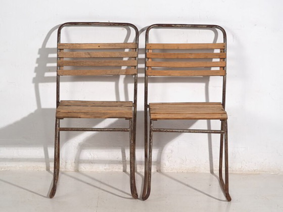 Antique garden chairs (c.1920). Set of 2 pieces #7 – Wood, Iron (photo 25 of 40)