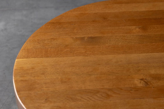 Image 1 of Brutalist Oak Round Coffee Table, France, 1950s