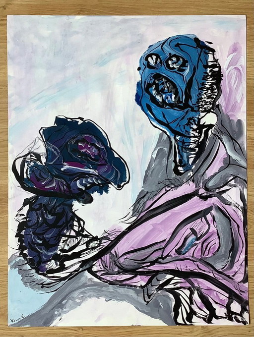 Olav Vorsel Original painting on paper.