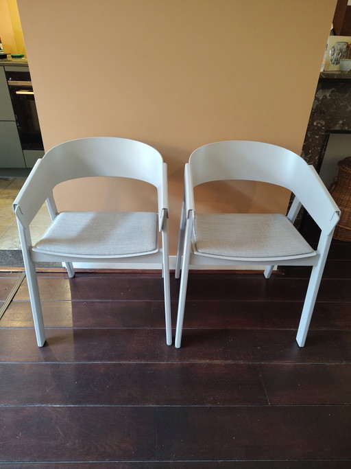2 Muuto Cover Chairs Light Grey – eetkamerstoelen, Textile, Wood