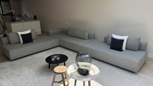 Eyye Cella corner sofa in Amaro fabric (grey) Coin 2.95m x 4.15m