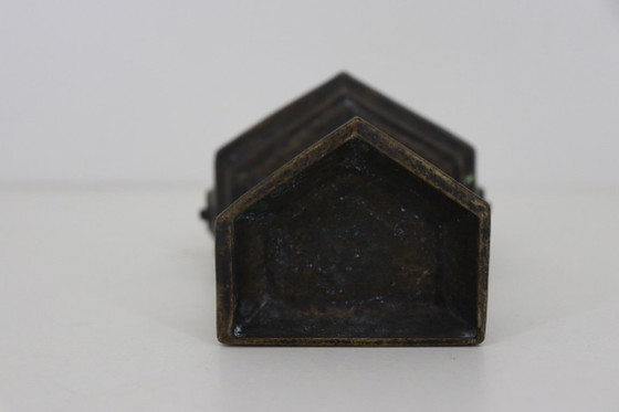 Antieke Bronzen Wijwateremmer / Bedwijwaterbakje (Neogotiek) – Wanddecoratie (photo 7 of 7)