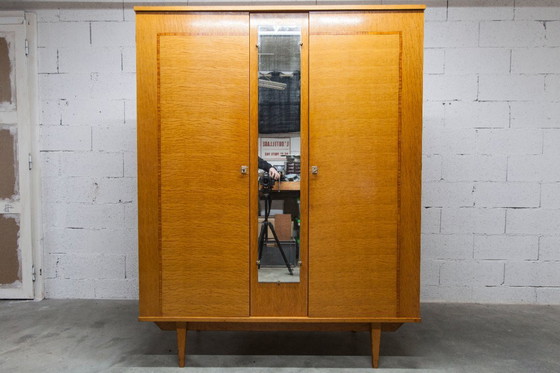 Image 1 of 1970s Scandinavian wardrobe with hanging space, shelf, mirror, 21x126cm, 2 doors
