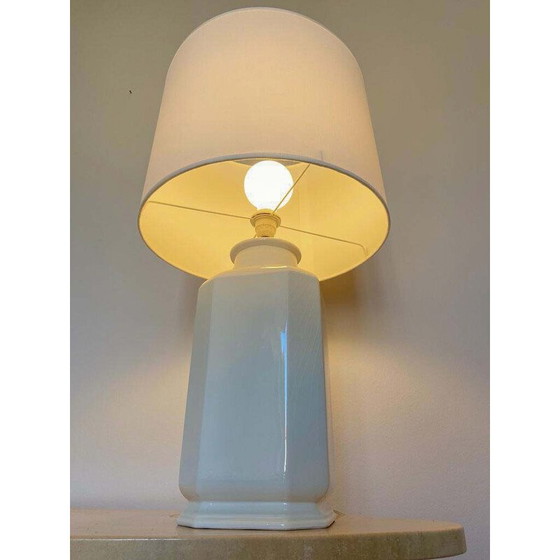 Image 1 of Vintage white lacquered ceramic table lamp, Italy 1970