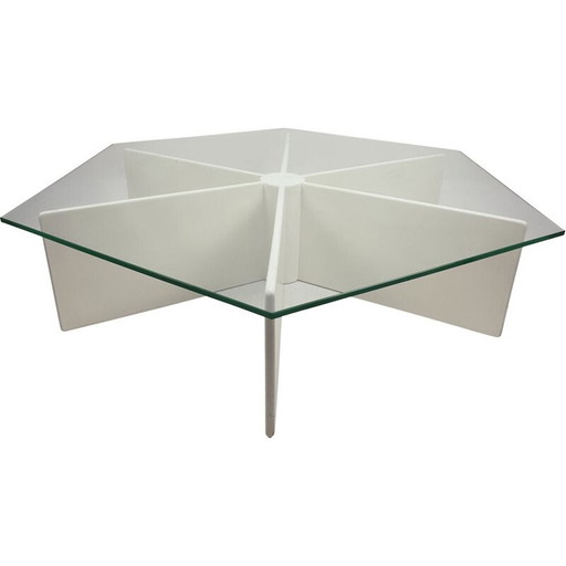 Vintage T878 Couchtisch aus Sperrholz und Glas von Pierre Paulin für Artifort, 1960