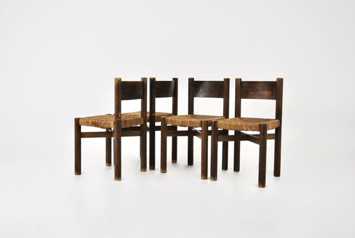 Meribel chairs by Charlotte Perriand for Steph Simon, 1950, set of 4