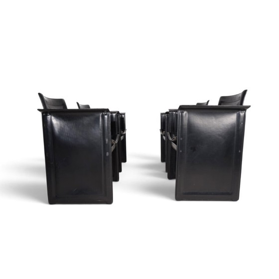 Chaises de salle à manger Arrben Solaria en cuir, lot de 4 par Tito Agnoli, 1970 – Leather (photo 2 of 19)