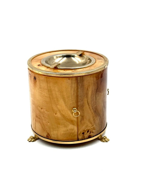 Rookset, wortelhout en messing, Tafelaccessoires, Metaal, Bruin, Vintage (foto 12 van 13)