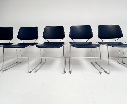 Ensemble de 6 chaises Matrix Krueger bleu foncé par Thomas Tolleson, 1970