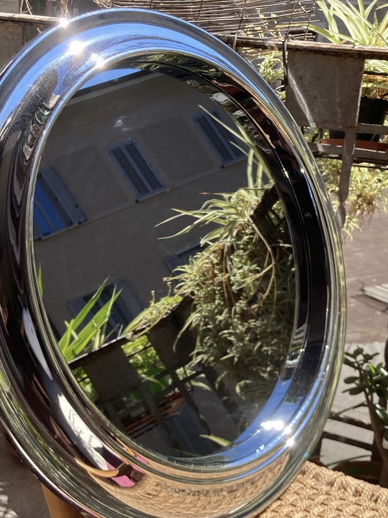 Image 1 of Large mirror with space age chrome frame