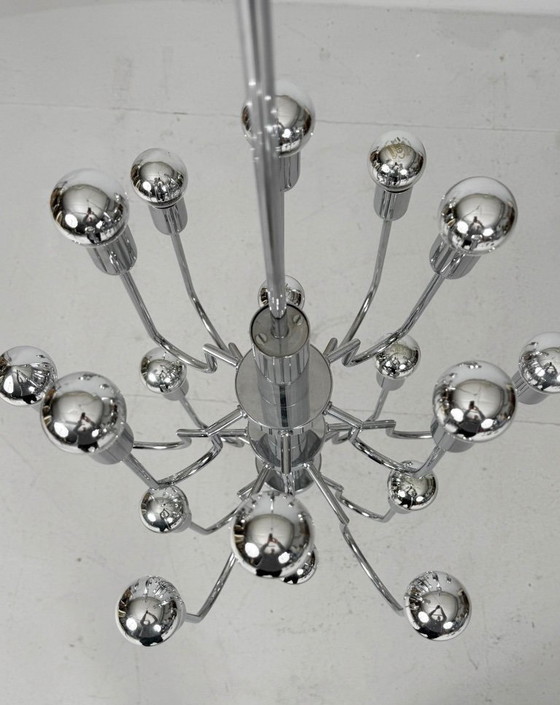 Image 1 of Mid-century chrome Sputnik chandelier by Gaetano Sciolari, Italy, 1970s