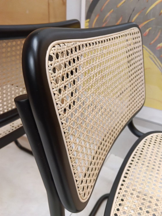 Image 1 of ALIVARMVSEVM 104. SET of 2 CESCA B32 Chairs (NEW) in Black Frame Limited Edition 