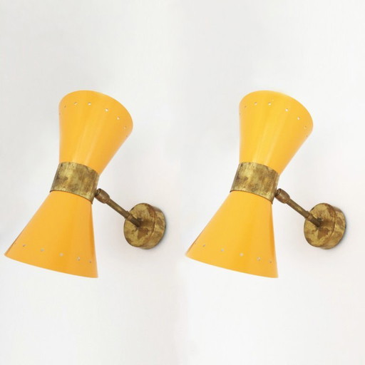 Page 1 of 9 Paire d'appliques diabolo italiennes design 1950 – wandlampen, Metal