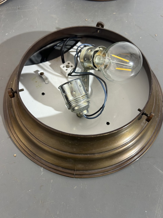 Image 1 of Sei lampade da soffitto in ottone del 1980