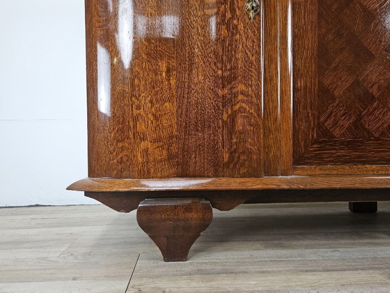 Image 1 of Art Decò oak sideboard for dining room with marble top