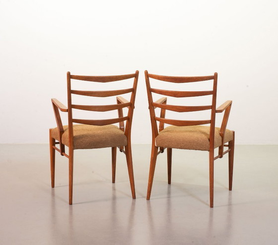 Zwei Cees Braakman Stühle im niederländischen Mid-Century-Design, massive Holzsessel mit Leiterrahmen und (photo 4 of 21)
