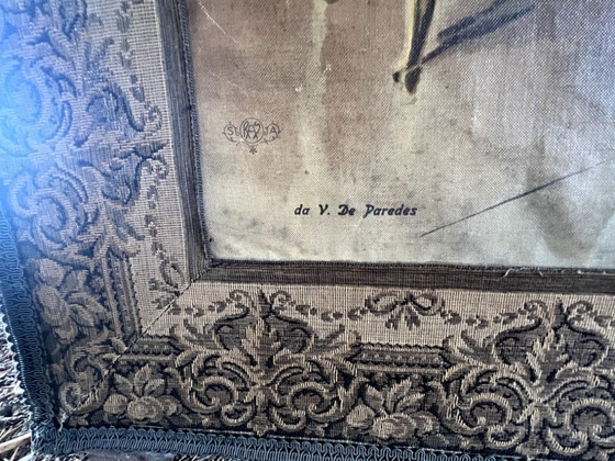 Image 1 of Tapisserie murale 1876 « Visite à l'atelier de l'artiste » V. de Parades