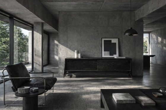 Image 1 of Vintage Mid-Century Scandinavian Modern Dark Oak Sideboard with Wooden Handles, 1960s