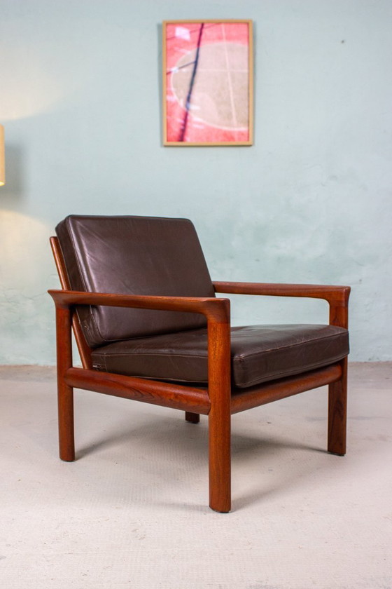 Image 1 of Vintage teakhouten fauteuil Sven Ellekaer comfortabele fauteuil uit het midden van de vorige eeuw