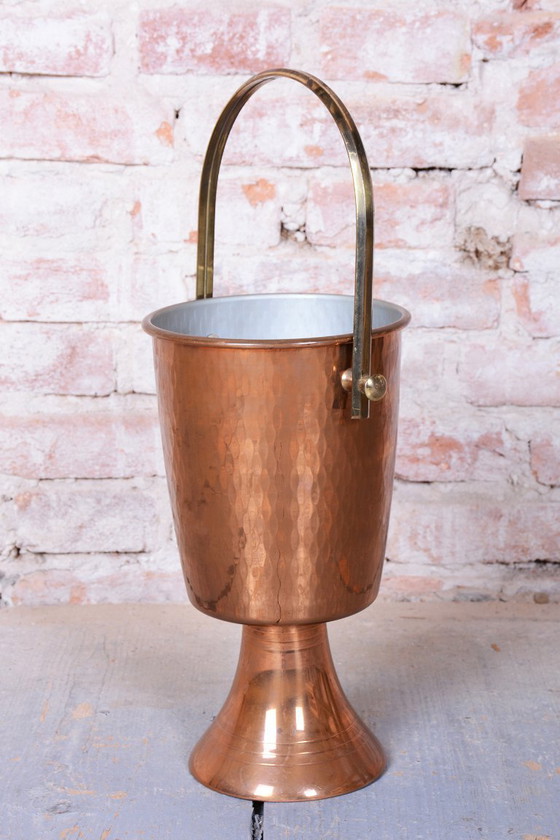 Original Art Deco Standing Champagne Cooler, Brass, Copper, France, 1920s, Table accessories, Metal, Brown (photo 5 of 11)