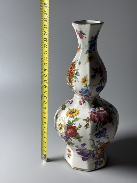 Image 1 of Boch Frères Belgium - KERALUX-  “Fleur de Saxe” Art Deco Vase 