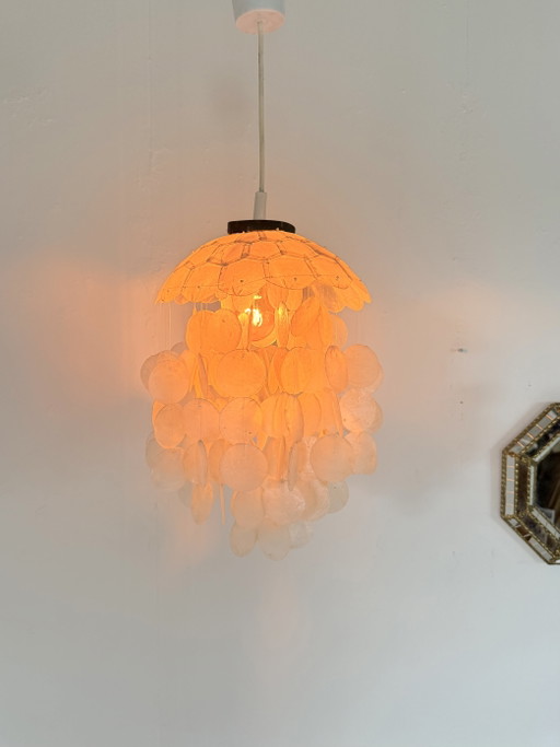 Vintage Capiz shell pendant lamp, Honsel ‘70