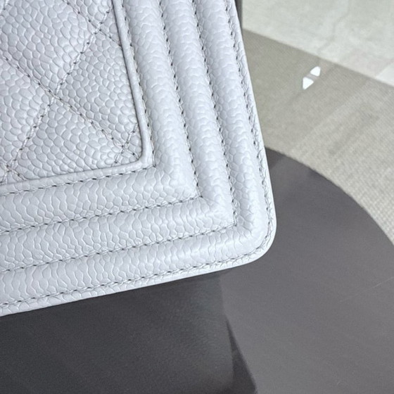 Image 1 of Chanel Boy New Medium - 28CM Quilted Caviar Grey Gray Gold Hardware Series 28
