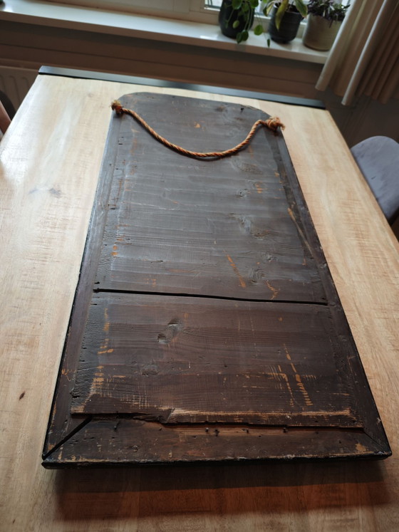 Antique black and gold wall mirror from approx. 1880, Glass, Wood (photo 10 of 15)
