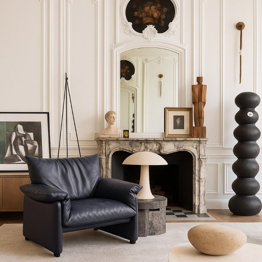 Poltrona Cassina Palmaria in pelle design Vico Magistretti