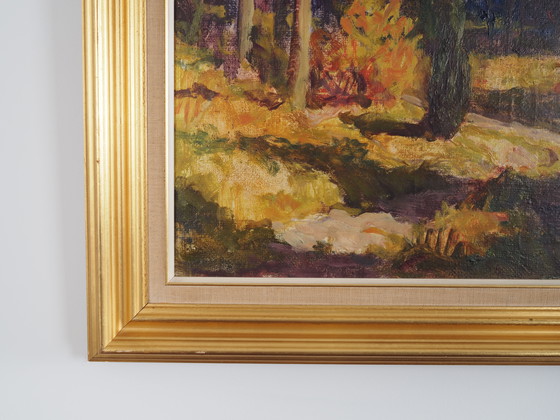 Image 1 of Tableau "La forêt d'automne", design scandinave, années 1960