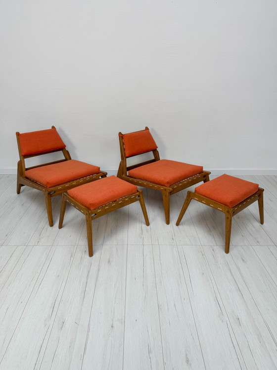 Image 1 of 1960s Vintage ‘Hunting Chair’ Lounge Seating Set with Ottomans by Heinz Heger for PGH Annaberg-Buchholz