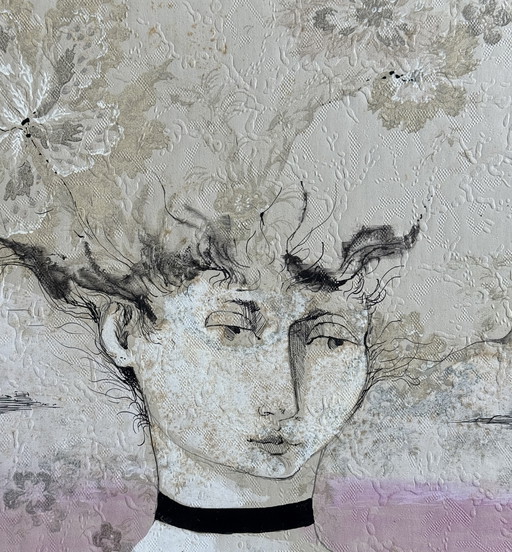Robert Detheux magnifique peinture surréaliste de 1958 encadrée 