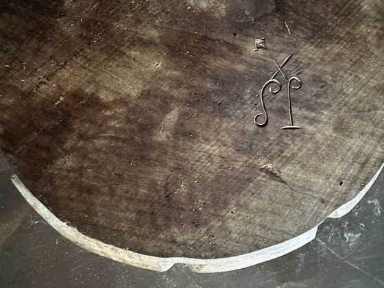 Image 1 of Plat Déco Vintage Bois Massif Sculpté Yin et Yang Diamètre 28 cm