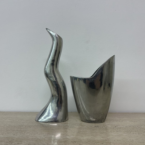 Image 1 of Set di 2 candelieri e vasi Anatomi Anna Efverlund IKEA in alluminio, 1970