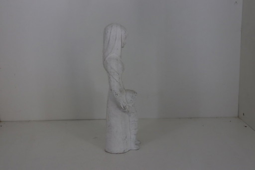 Prachtig Gestileerd Vintage Maria Beeld met Kindje Jezus – 32 cm / 1,9 kg – beeldhouwkunst, Ceramic (photo 2 of 7)