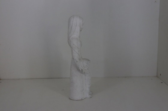 Prachtig Gestileerd Vintage Maria Beeld met Kindje Jezus – 32 cm / 1,9 kg – Beeldhouwkunst, Ceramic (photo 2 of 7)