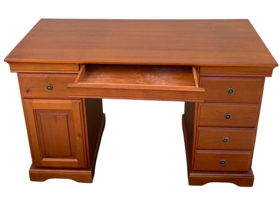 Image 1 of Louis Philippe style pine executive desk