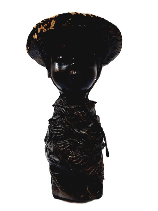 Estatua vintage; Escultura de técnica mixta; Figura de niño H 27 cm