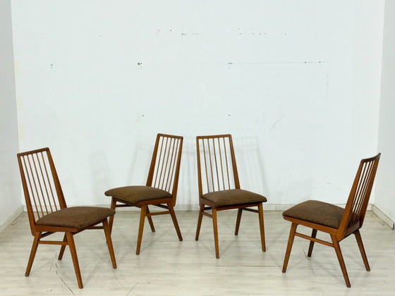 Image 1 of Ensemble de 4 chaises Hellerau vintage / chaises de salle à manger des années 1960