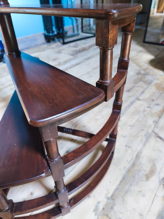 Spiral library step in dark wood, Plant table, Brown, Vintage (photo 9 of 10)