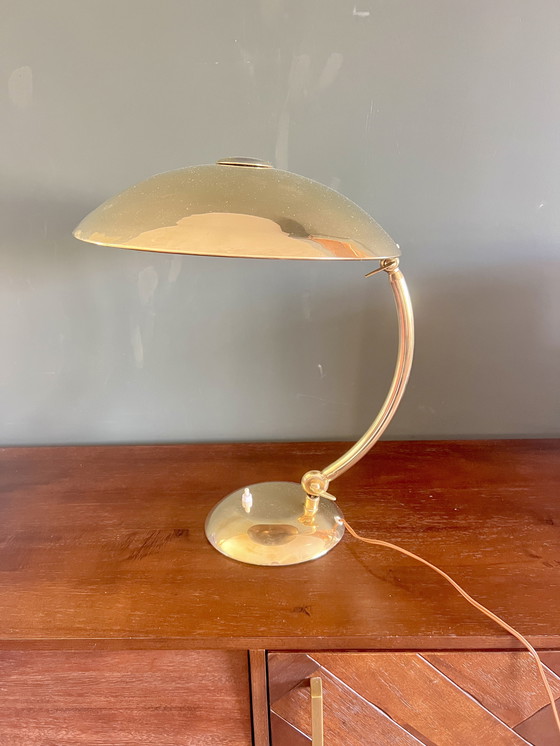 Image 1 of E. Hillebrand Bauhaus desk lamp model 7164, ca. 1930s. High-gloss polished brass.