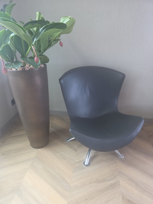 2 leather swivel armchairs ENZA LUCA