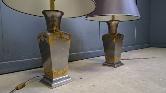 Image 1 of Lampade da tavolo vintage in peltro, anni '70 - set da 2