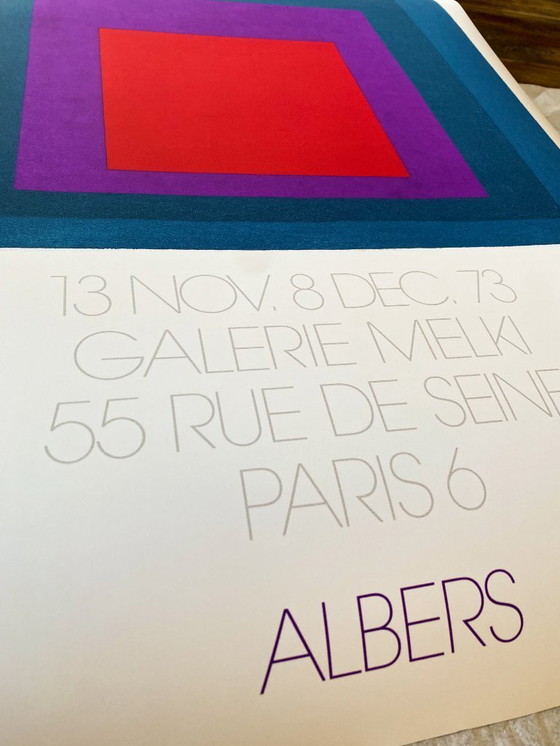 Image 1 of Affiche de l'artiste minimaliste Josef Albers pour la Galerie Melki Paris 1973 - 50 x 70 cm