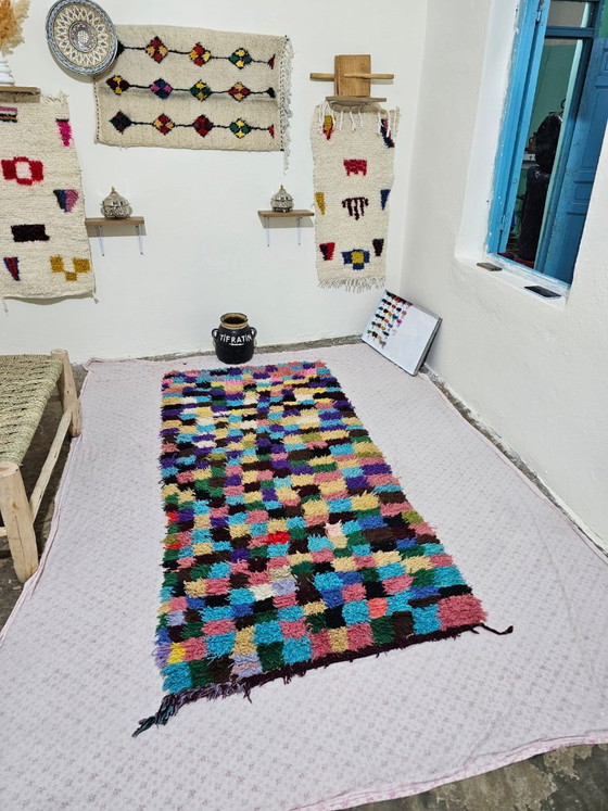 Vintage Moroccan Handira Rug – Antique and Authentic Piece 220cm x 97cm – Rugs & carpets, Cotton, Wool (photo 8 of 10)